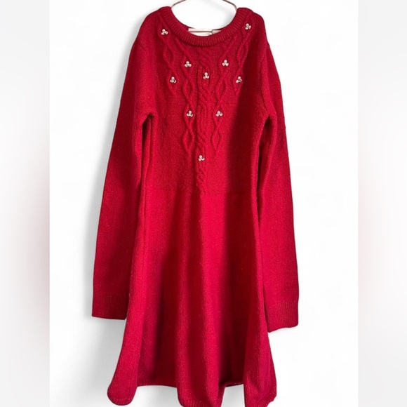 The Children’s Place Girls 10/12 Elegant Cable Knit‎ Red Sweater Dress - Picture 5 of 10